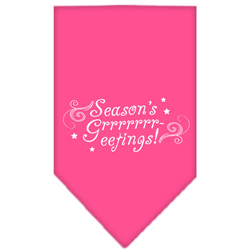 Seasons Greetings Screen Print Bandana Bright Pink Small